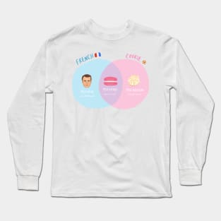 Macaron vs Macaroon - Emmanuel Macron cookie biscuit venn diagram Long Sleeve T-Shirt